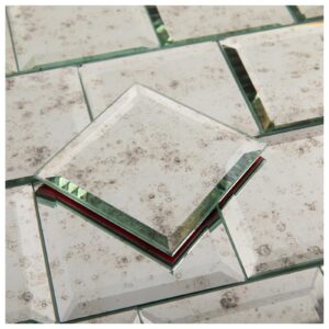 lovdeco peel and stick 3 inch light antique mirror backsplash, square tile for kitchen bathroom (32 sheets, 2 sq.ft.)