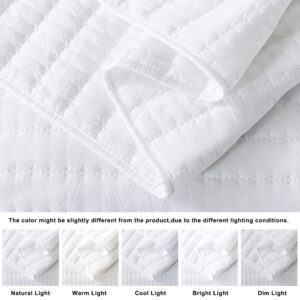 ROARINGWILD White King Size Quilt Bedding Sets with Pillow Shams, Lightweight Soft Bedspread Coverlet, Quilted Blanket Thin Comforter Bed Cover for All Season, 3 Pieces, 104x90 inches