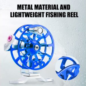 FANGBLUE Winter Fishing Reel All Metal 1.76oz(50g) Lightweight 2.1inch(53mm) Upgrade Base Right Hand Mini Fly Wheel for Trout Pike Ice Fishing Tackle (Sliver