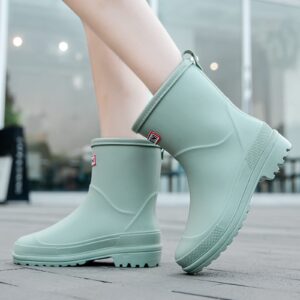 Nutropa Mid Calf Rain Boots for Women,Waterproof Garden Shoes Anti-Slip Rainboots,Outdoor Work Rain Shoes,200 Green 8.5 Women