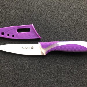 Ceramic Knife Set One 6" Chef Knife & One 4" All Purpose Knife With Large Ergo-Handle (Purple & White)