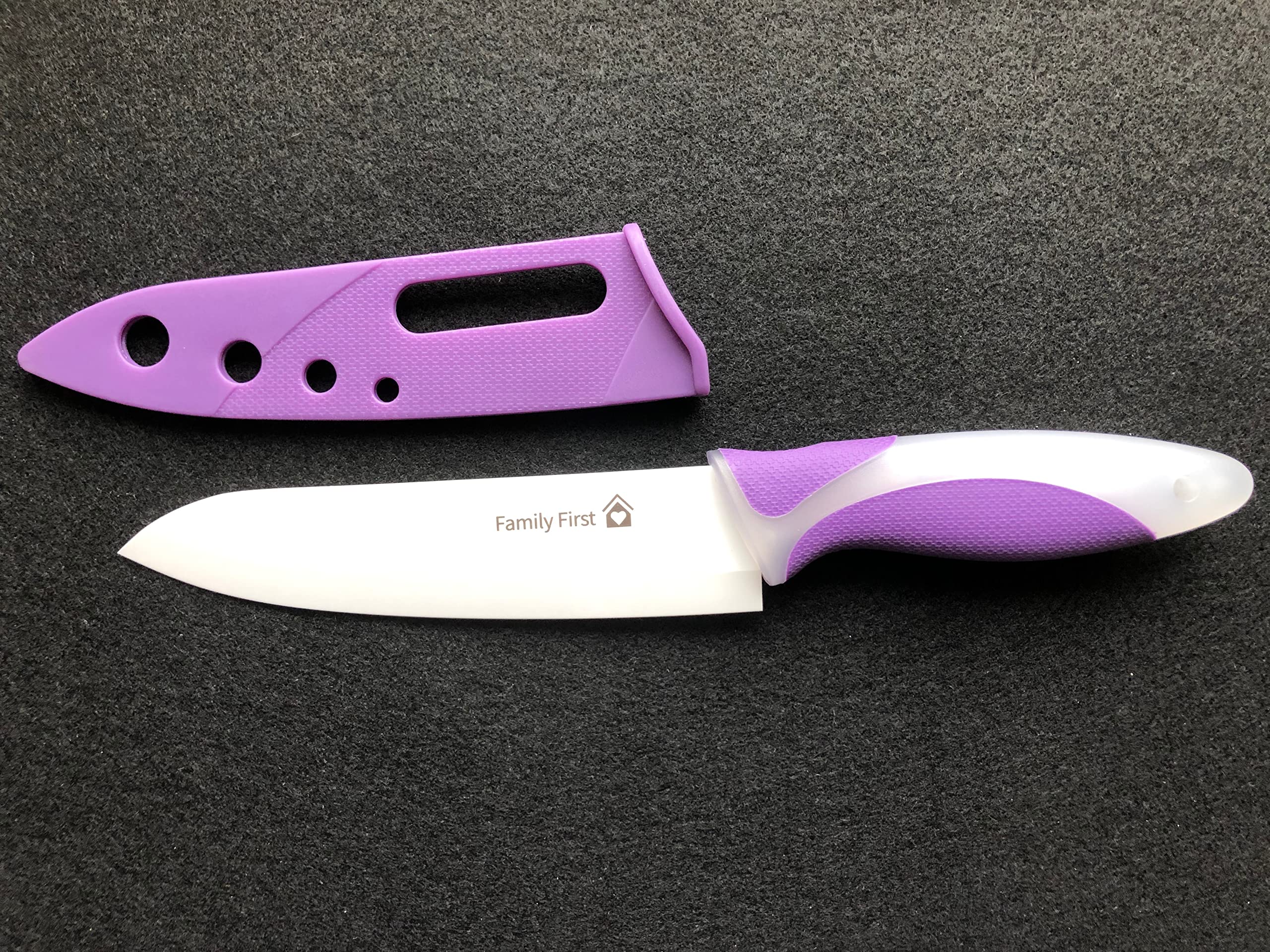 Ceramic Knife Set One 6" Chef Knife & One 4" All Purpose Knife With Large Ergo-Handle (Purple & White)