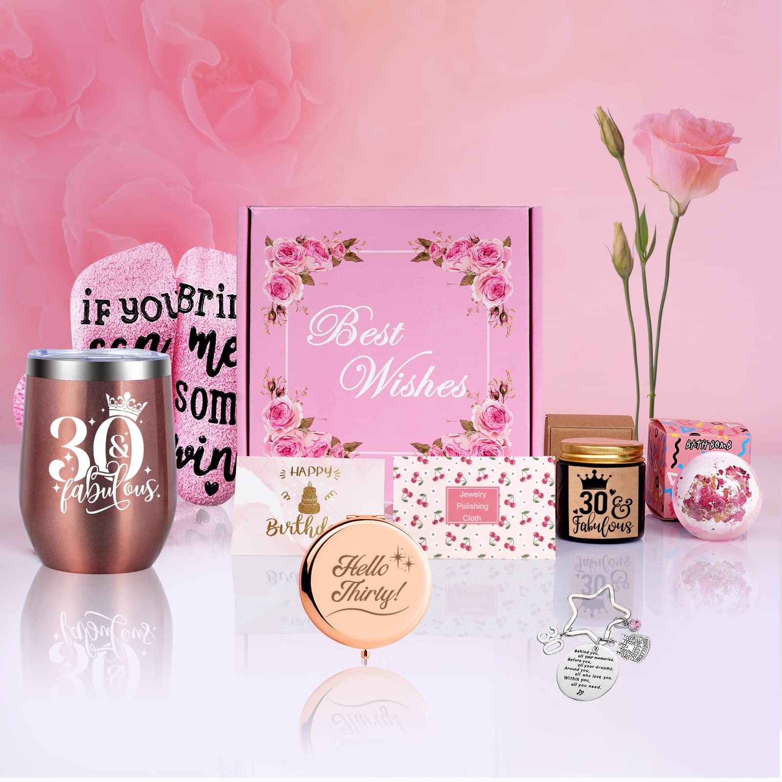 AYGE 30th Birthday Gifts for Her, 30 Years Old Birthday Gift for Women, Fabulous Funny Happy Birthday Gift Set for Best Friend,Teacher, Wife, Sister, Coworker or Partner