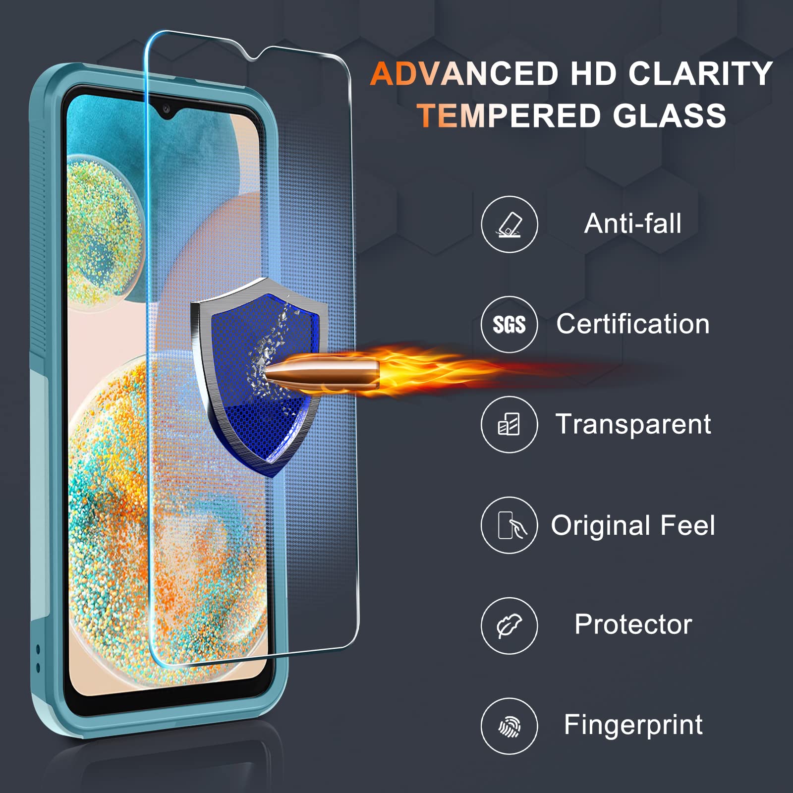 for Samsung Galaxy A23 5G/4G Case with Tempered Glass Screen Protector and Camera Lens Cover,Heavy Duty Rugged Shockproof Full Body Protective Phone Cover,Mint Green