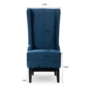 Pvillez Dining Chair w/Super High Wing-Back,Velvet/Leather Sofa Side Chair w/Diamond Lattice Design Accent Upholstered Chair for Living Room,Bedroom,Kitchen Chair w/Arms Vanity Chair w/Low Arms