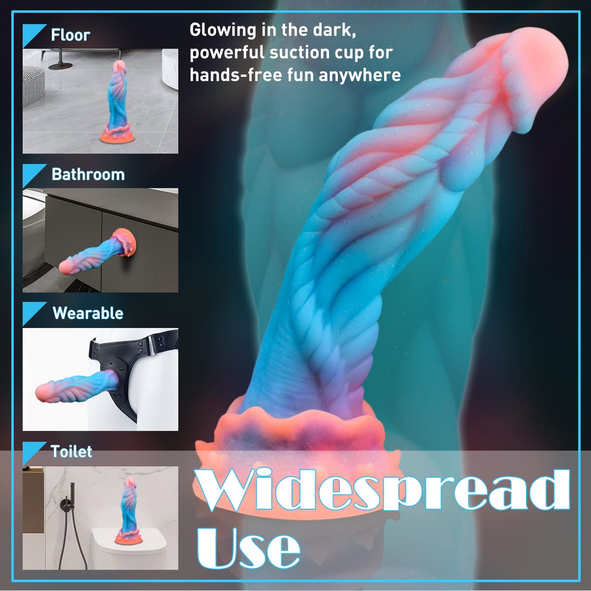 9.1" Fantasy Dildo Dragon Monster Dildo Animal Alien Dildo with Multi-Texture, Knot Dog Dildo Glow in The Dark Huge Anal Dildo with Strong Suction Cup, Luminous Adult Toys for Women Men