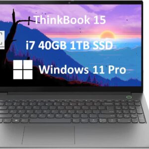 Lenovo ThinkBook 15 Gen 4 Business Laptop (15.6" FHD Anti-Glare, Intel 10-Core i7-1255U, 40GB RAM, 1TB PCIe SSD), 1080p Webcam, Narrow Bezel, Fingerprint, Wi-Fi 6, Ethernet, Win 11 Pro, Grey - 2024