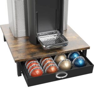 decobrothers vertuo pod holder drawer, 24 large or 48 small nespresso capsule organizer, rustic brown