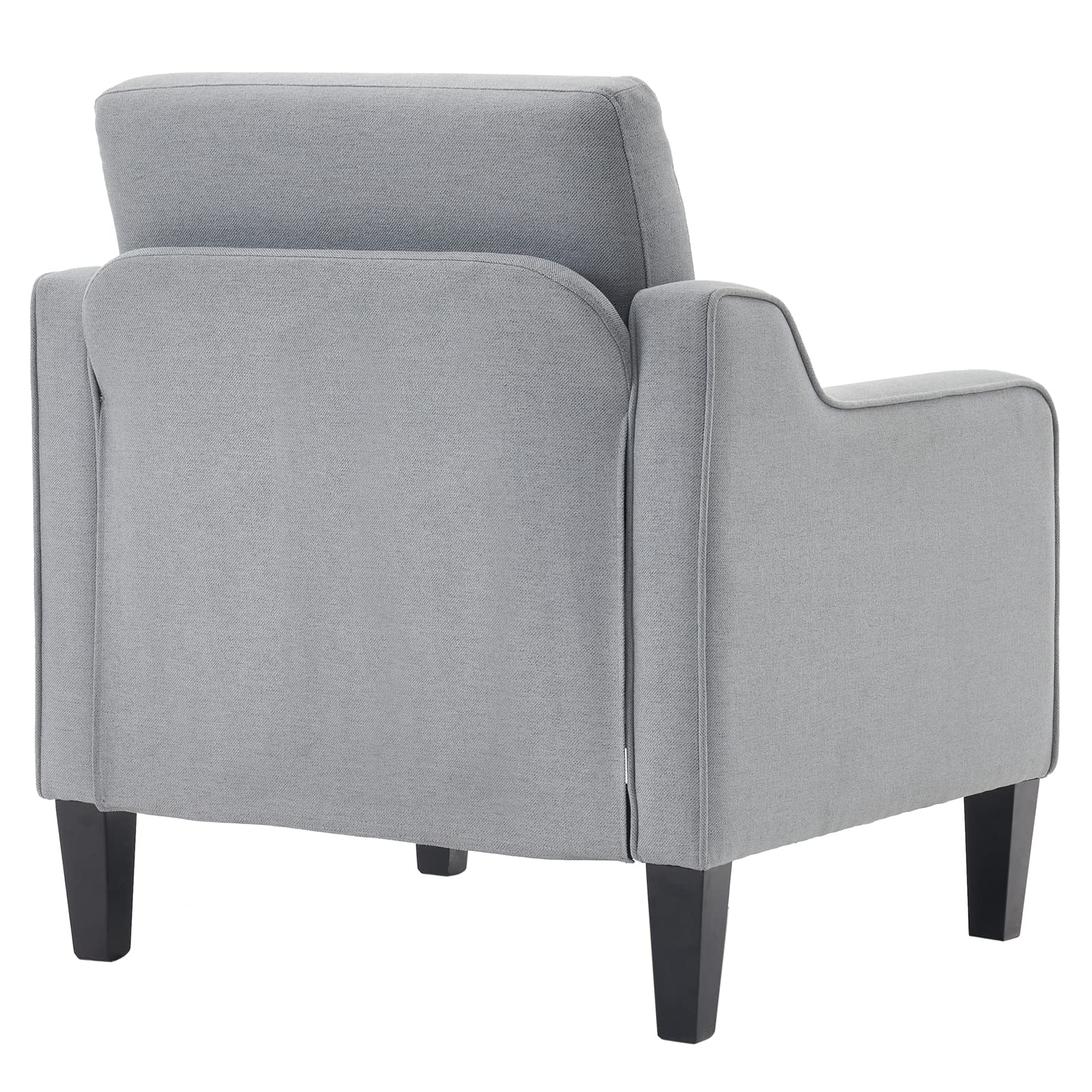 VINGLI Mid century Modern Accent Chair,Light Grey Fabric Accent Chairs for Living Room Upholstered Armchair with Scooped Arms for Bedroom,Apartment,Studio,Office,Waiting Room