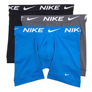 Nike Men's Essential Micro Boxer 3 Pack Brief, Black/Grey/Blue, Medium