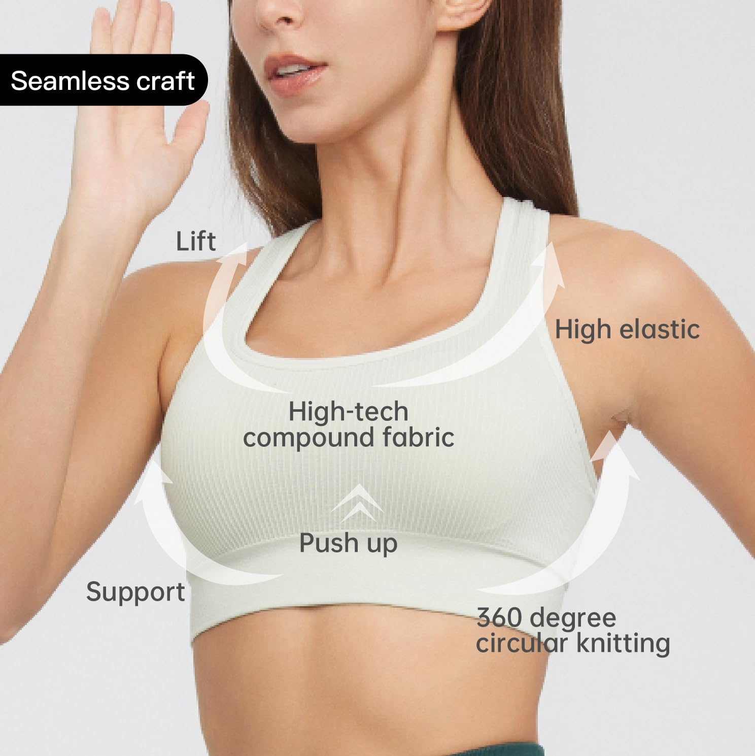 AMRIY Racerback Sports Bras for Women Medium Support Padded Bra Supportive Compression Seamless Women's Sports Wireless Bra Black White,XL