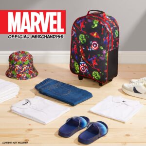 Marvel Kids Suitcase for Boys Foldable Trolley Hand Luggage Bag Carry On Avengers Travel Bag with Wheels Cabin Bag Wheeled Bag with Handle Spiderman Trolley Suitcase Boys (Multicolor Avengers)