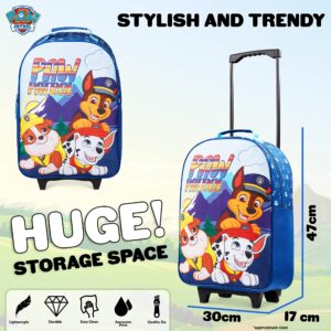 Paw Patrol Carry On Suitcase for Kids Foldable Trolley Hand Luggage Bag Travel Bag with Wheels Cabin Bag Wheeled Bag with Handle Chase Rubble Marshall Trolley Suitcase