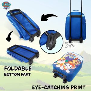 Paw Patrol Carry On Suitcase for Kids Foldable Trolley Hand Luggage Bag Travel Bag with Wheels Cabin Bag Wheeled Bag with Handle Chase Rubble Marshall Trolley Suitcase