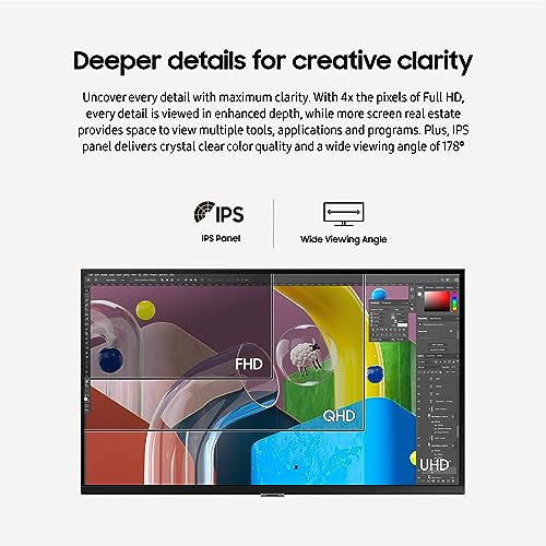 Samsung 27-Inch ViewFinity S80PB Series UHD Computer Monitor, DCI-P3 98%, VESA DisplayHDR 400, IPS Panel, Matte Display, USB-C, PIP/PBP, Intelligent Eye Care, LS27B806PXNXGO, 2023,Black