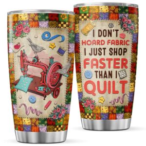 CUBICER Sewing Coffee Tumbler For Women Girls Mother 20 Oz Double Walled Stainless Steel Mug For Sewers Inspiration Gifts For Birthday Party Quilting Travel Wine Glass For Her