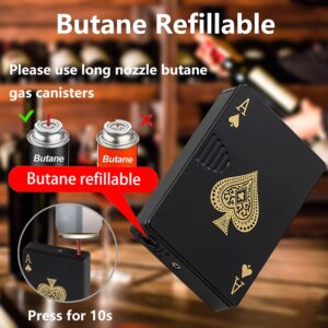 Jet Torch Lighter, Green Flame Ace Card Lighter, Refillable Butane Lighter, Ace of Spades Cool Lighter Windproof Poker Design, Gift for Men/Women