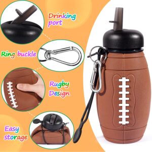 Jasswevo Collapsible Water Bottle for Boys Men 19oz 550ml Silicone Foldable Bpa Free Leakproof Sports Water Jugs for School Sports Travel with Flip Spout Xmas Birthday Gifts, Rugby Football Style