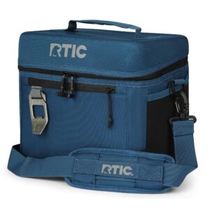 rtic 15 can everyday cooler, soft sided portable insulated cooling for lunch, beach, drink, beverage, travel, camping, picnic, for men and women, navy