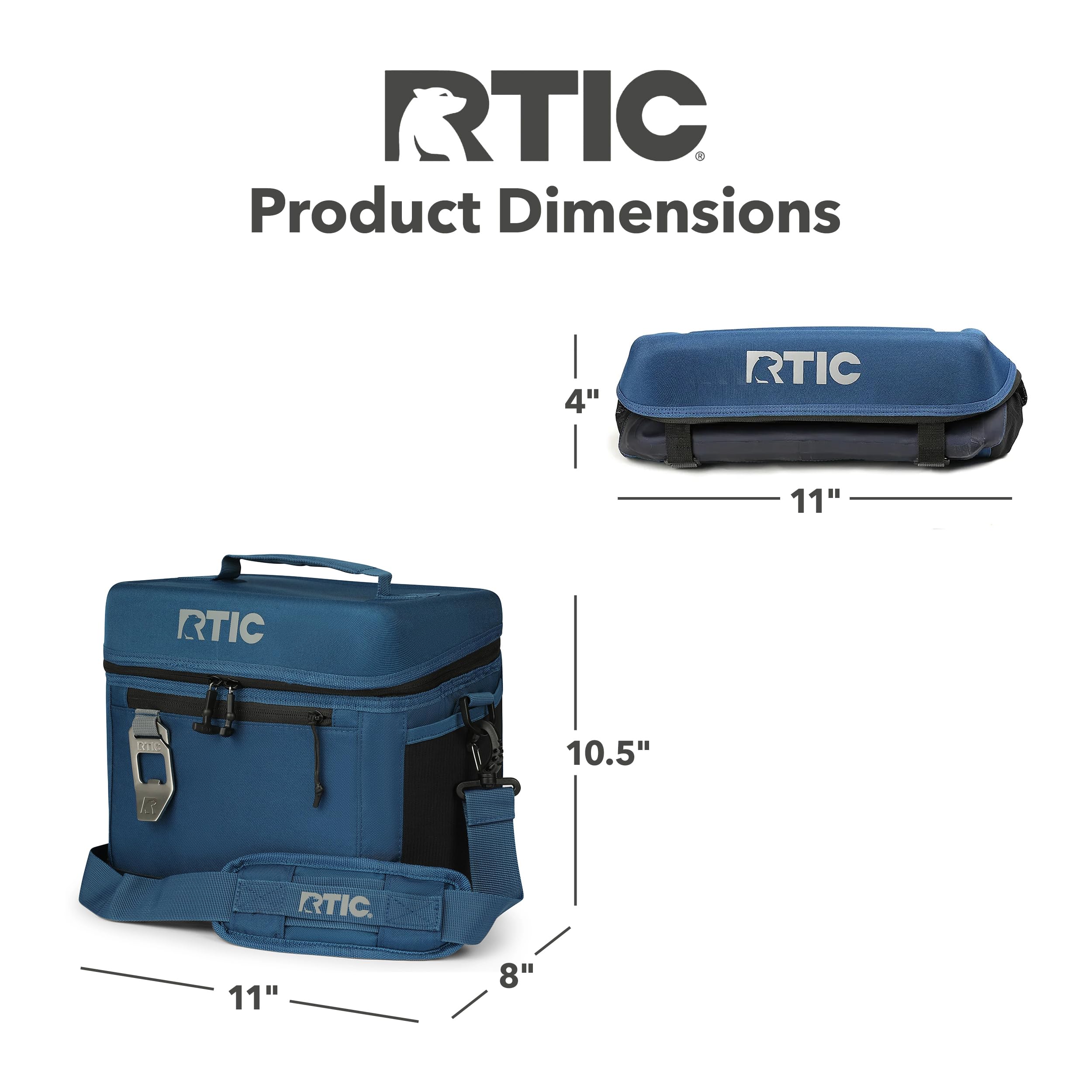 RTIC 15 Can Everyday Cooler, Soft Sided Portable Insulated Cooling for Lunch, Beach, Drink, Beverage, Travel, Camping, Picnic, for Men and Women, Navy