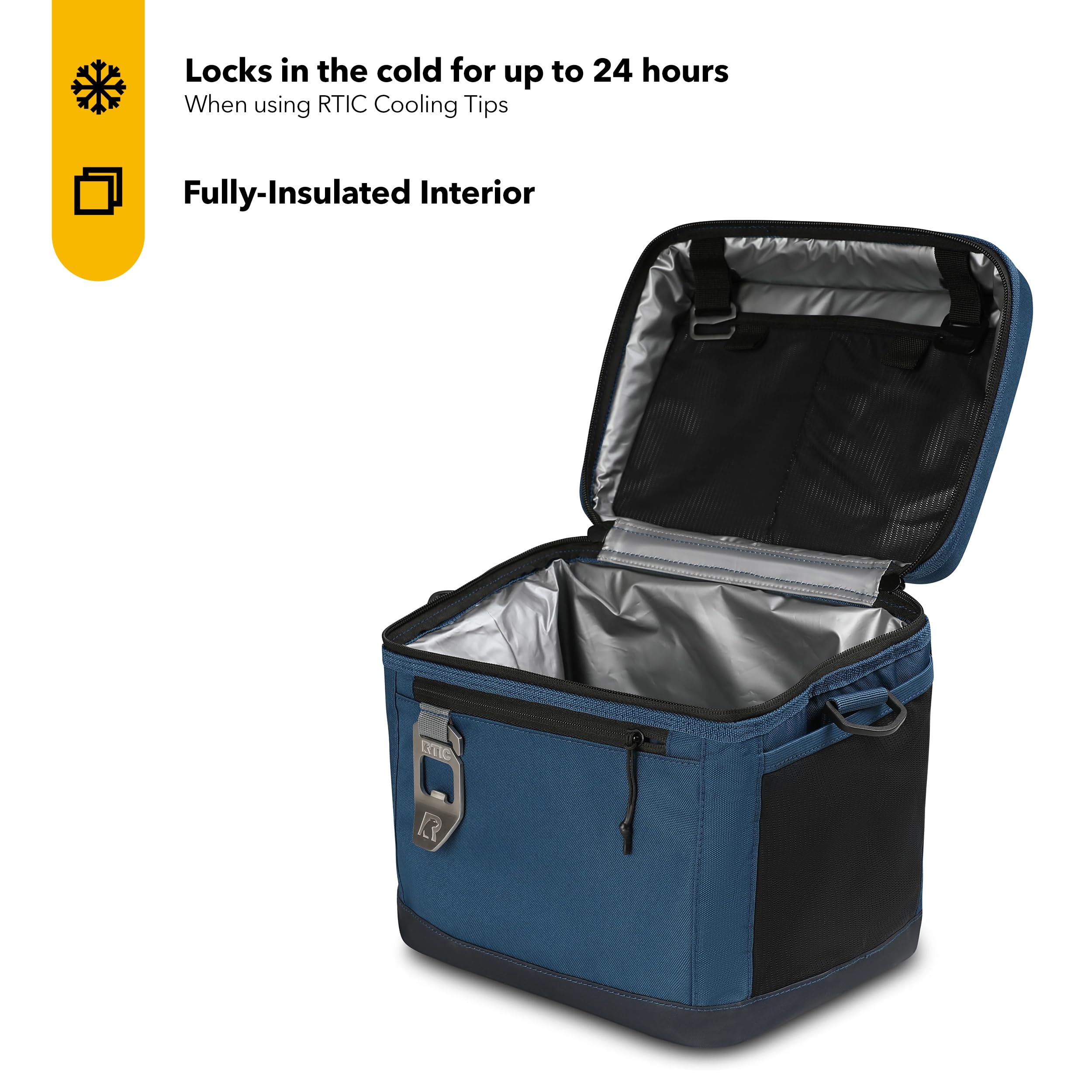 RTIC 15 Can Everyday Cooler, Soft Sided Portable Insulated Cooling for Lunch, Beach, Drink, Beverage, Travel, Camping, Picnic, for Men and Women, Navy