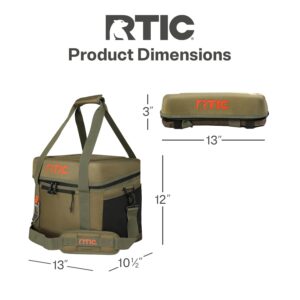 RTIC 28 Can Everyday Cooler, Soft Sided Portable Insulated Cooling for Lunch, Beach, Drink, Beverage, Travel, Camping, Picnic, for Men and Women, Olive