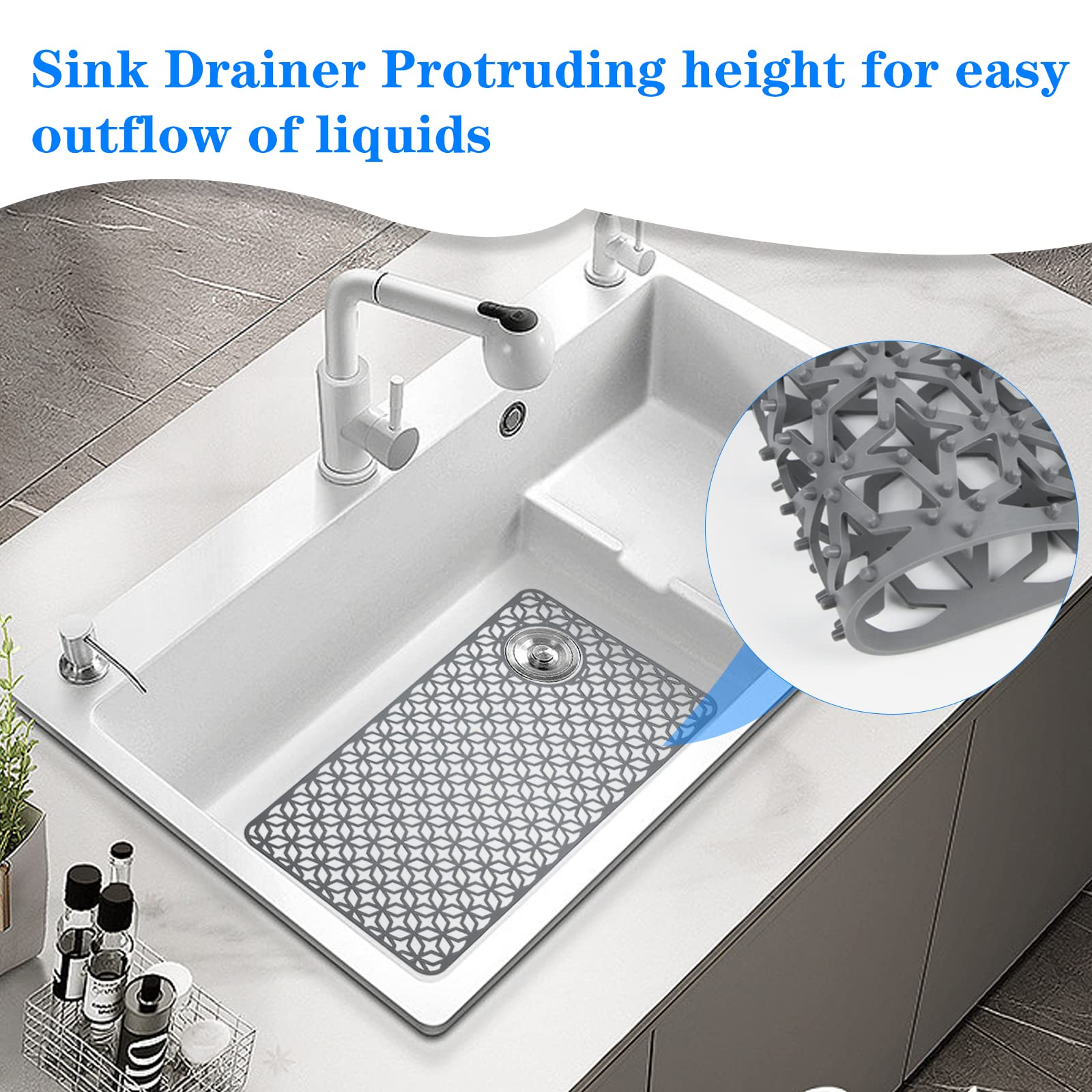 QKVCX Sink Protectors for Kitchen Sink,28.25''x 14.2'' Sink Protectors for Kitchen,Sink Drainage Mat- Non-slip Sink Mat for Bottom of Kitchen Farmhouse Porcelain Sink Kitchen Sink Grid Accessory.