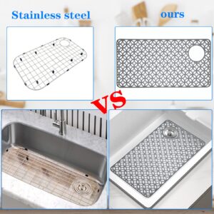 QKVCX Sink Protectors for Kitchen Sink,28.25''x 14.2'' Sink Protectors for Kitchen,Sink Drainage Mat- Non-slip Sink Mat for Bottom of Kitchen Farmhouse Porcelain Sink Kitchen Sink Grid Accessory.