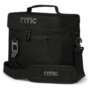 RTIC 8 Can Everyday Cooler, Soft Sided Portable Insulated Cooling for Lunch, Beach, Drink, Beverage, Travel, Camping, Picnic, for Men and Women, Black