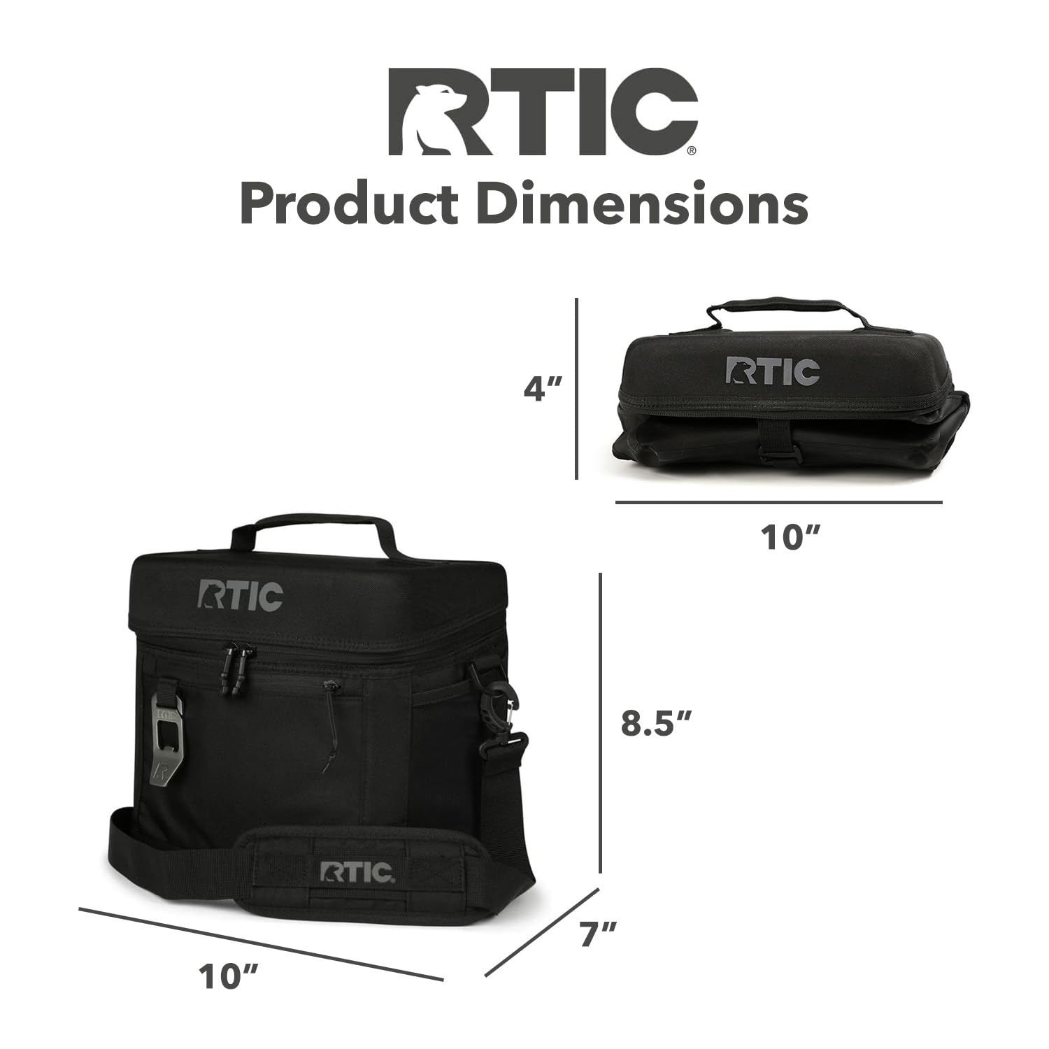 RTIC 8 Can Everyday Cooler, Soft Sided Portable Insulated Cooling for Lunch, Beach, Drink, Beverage, Travel, Camping, Picnic, for Men and Women, Black