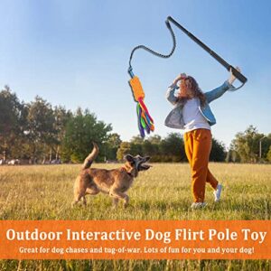 ASOCEA Dog Tug Toy with Flirt Pole,Aggressive Chewers Dog Squeaky Bungee Rope Toy Chase Pull Tug of War Lure Toy with Teaser Wand for Small Medium Large Dogs Puppy Outdoor Exercise & Training …