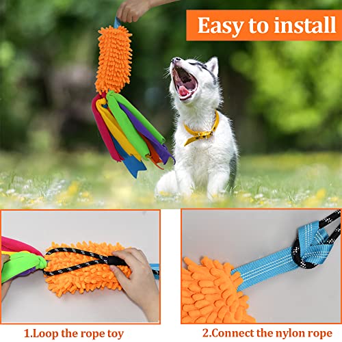 ASOCEA Dog Tug Toy with Flirt Pole,Aggressive Chewers Dog Squeaky Bungee Rope Toy Chase Pull Tug of War Lure Toy with Teaser Wand for Small Medium Large Dogs Puppy Outdoor Exercise & Training …