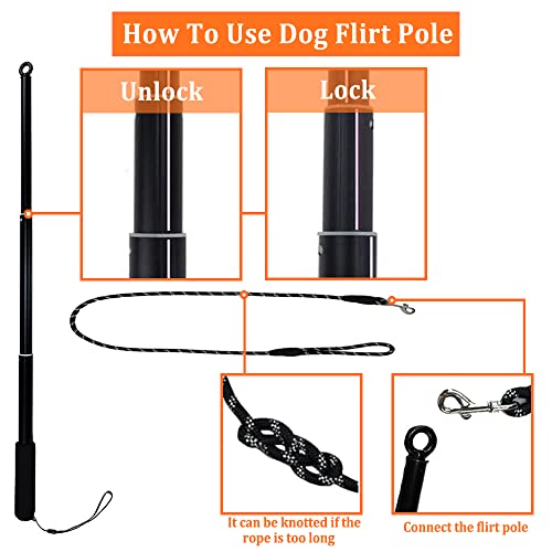 ASOCEA Dog Tug Toy with Flirt Pole,Aggressive Chewers Dog Squeaky Bungee Rope Toy Chase Pull Tug of War Lure Toy with Teaser Wand for Small Medium Large Dogs Puppy Outdoor Exercise & Training …