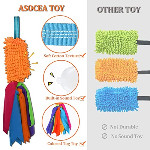 ASOCEA Dog Tug Toy with Flirt Pole,Aggressive Chewers Dog Squeaky Bungee Rope Toy Chase Pull Tug of War Lure Toy with Teaser Wand for Small Medium Large Dogs Puppy Outdoor Exercise & Training …