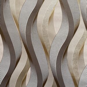 3D Wave Stripe Wallpaper Beige Embossed Vinly Non-Pasted Waterproof Wall Covering 374.00”x 20.8” [ Not Peel and Stick ]