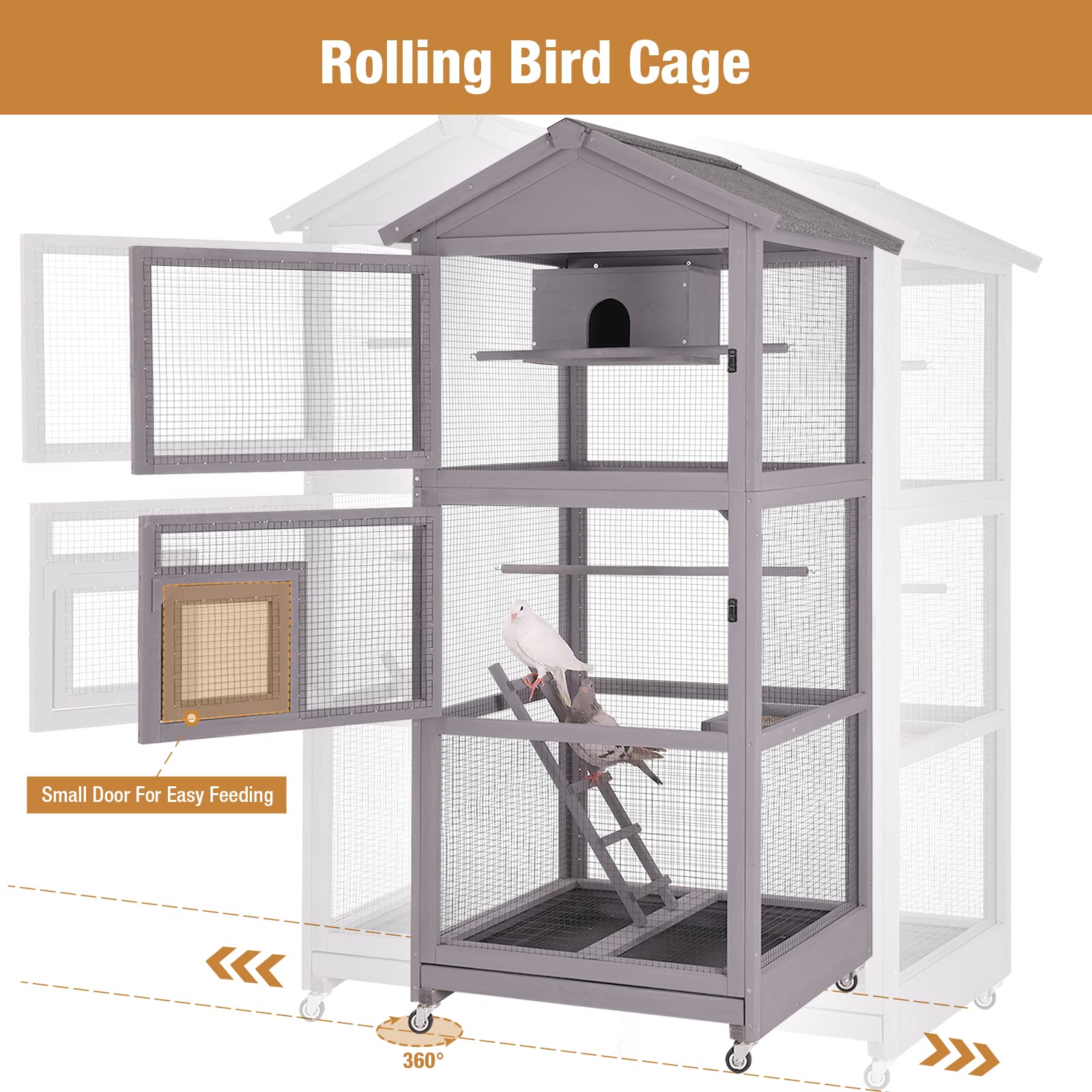 Bird Cage Outdoor Parakeet Cage Large Wooden Aviary Cage Indoor Parrot Cage House