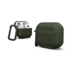 uag designed for airpods case (3rd generation 2021) metropolis ballistic armr olive drab - rugged protective case cover compatible with magsafe charging with keychain carabiner by urban armor gear