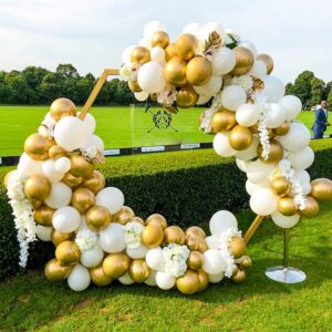 RUBFAC Gold Metallic Balloons Latex Balloons 100pcs 12 Inch Helium Balloons for Birthday Graduation Baby Shower Wedding Anniversary Party Decorations, Gold Ribbon