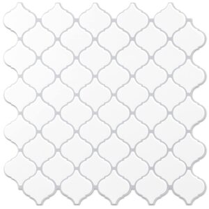 STICKGOO Arabesque Tile Peel and Stick Backsplash, 12”X12” Backsplash Tile for Kitchen Peel and Stick, Self Adhesive Wall Tile Stick on Tiles (Thicker Design, White)