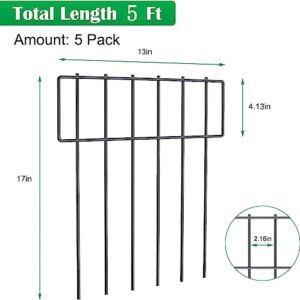 5 Pack Animal Barrier Fence, 13"Lx17"H Garden Fence for Dogs Metal Fence Panels for Garden Yard Outdoor