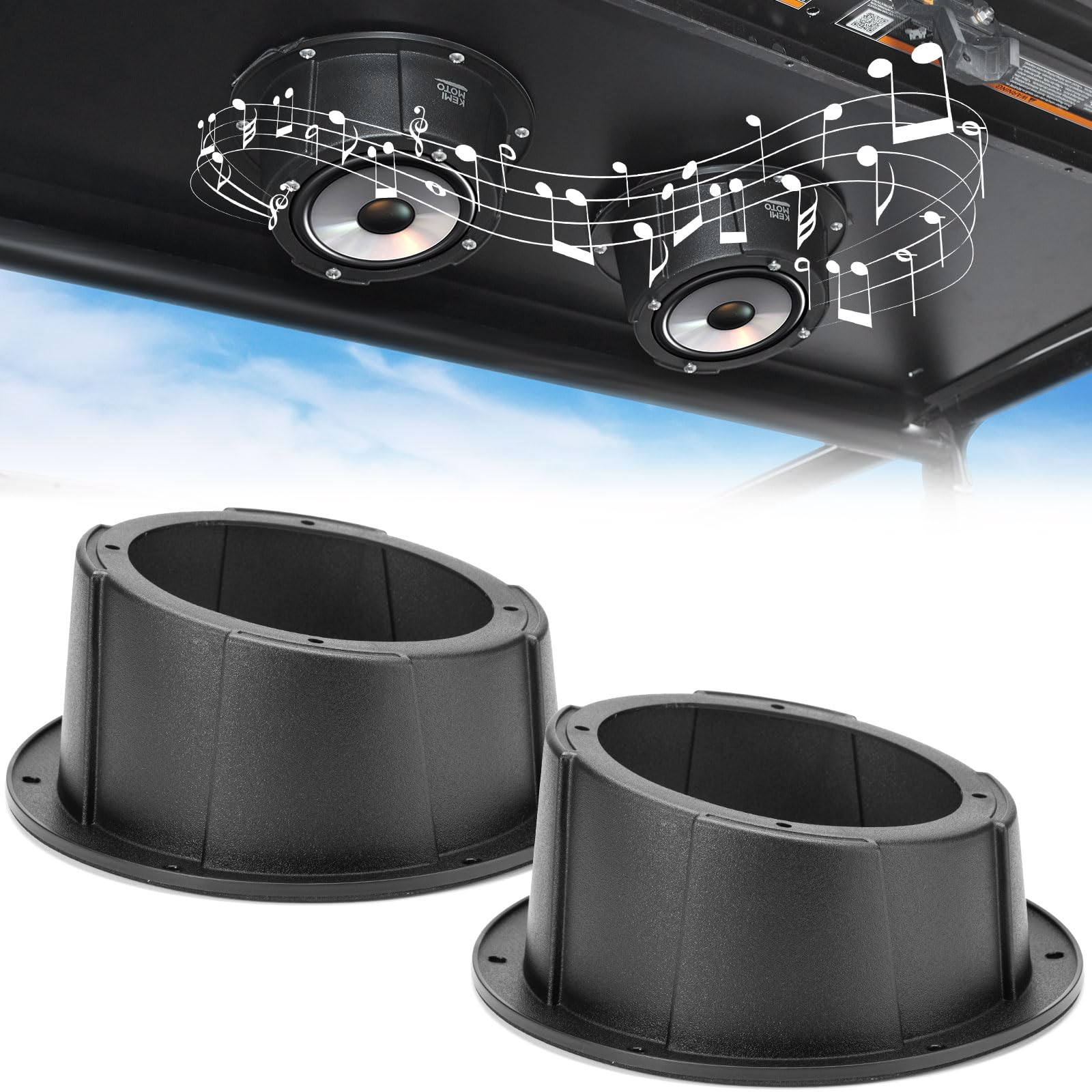 KEMIMOTO 2PCS 6.5 Inch Speaker Pods, Universal Angled Boxes Enclosures for 6.5" Speakers Compatible with UTVs, RVs, Cars, Boats, Trunks, Trailers - 9.56 Inch Surface Mount