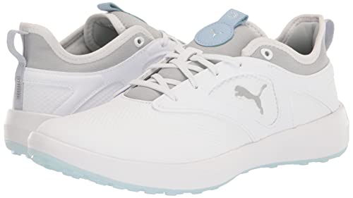 Puma Golf Women's IGNITE MALIBU WMNS Golf Shoe, PUMA White-PUMA Silver-Lucite, 9