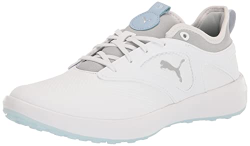 Puma Golf Women's IGNITE MALIBU WMNS Golf Shoe, PUMA White-PUMA Silver-Lucite, 9