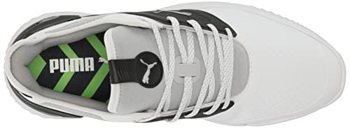 Puma Golf Men's Ignite Elevate Golf Shoe, Puma White-Puma Black-Metallic Silver, 10.5