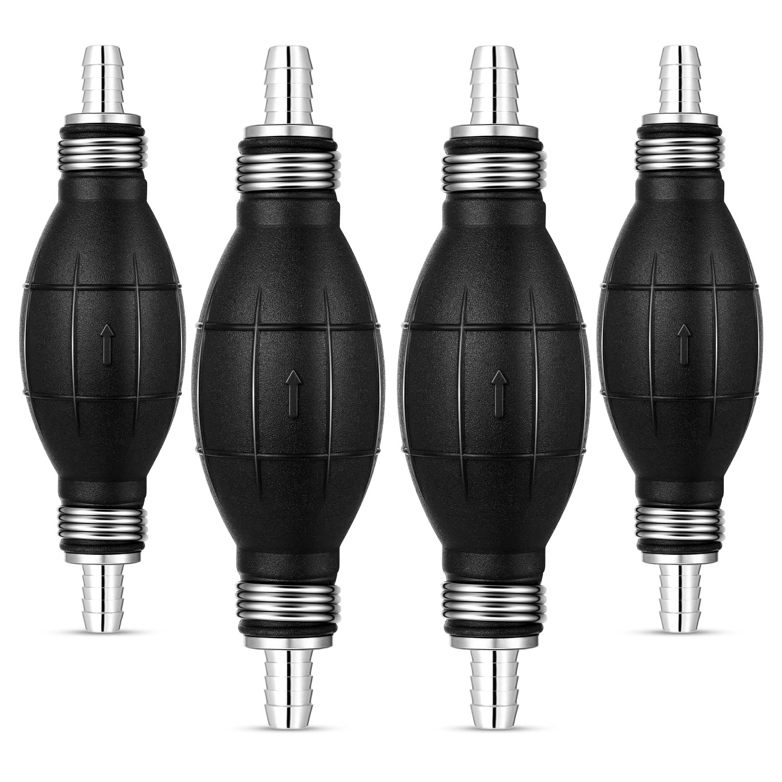 4 Pieces Black Primer Bulb Rubber Fuel Pump Transfer Vacuum Fuel Primer Bulb Marine Gas Siphon Hand Pump Outboard Fuel Line for Petrol Marine Boat Accessories (3/8 10mm)