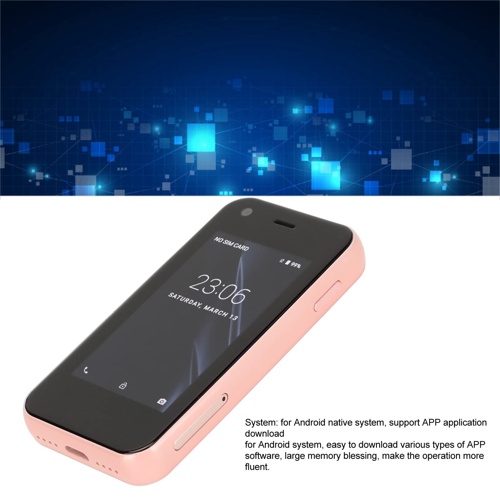 Cuifati XS11 Mini Mobile Phone, 2.5in Cell Phone WiFi GPS 1GB 8GB Quad Core for Android Smart Phone for Students (Sakura )