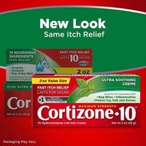 Cortizone 10 Maximum Strength Ultra Soothing Anti-Itch Cream, 1% Hydrocortisone Creme, 2 oz.