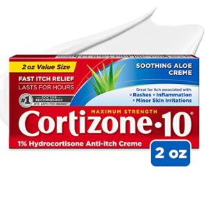 Cortizone 10 Maximum Strength Anti-Itch Cream with Soothing Aloe, 1% Hydrocortisone Creme, 2 oz.