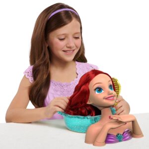 Disney Princess Just Play Shimmer Spa Ariel 8-inch Styling Head, 20-Pieces, Red Hair, Pretend Play, Officially Licensed Kids Toys for Ages 3 Up