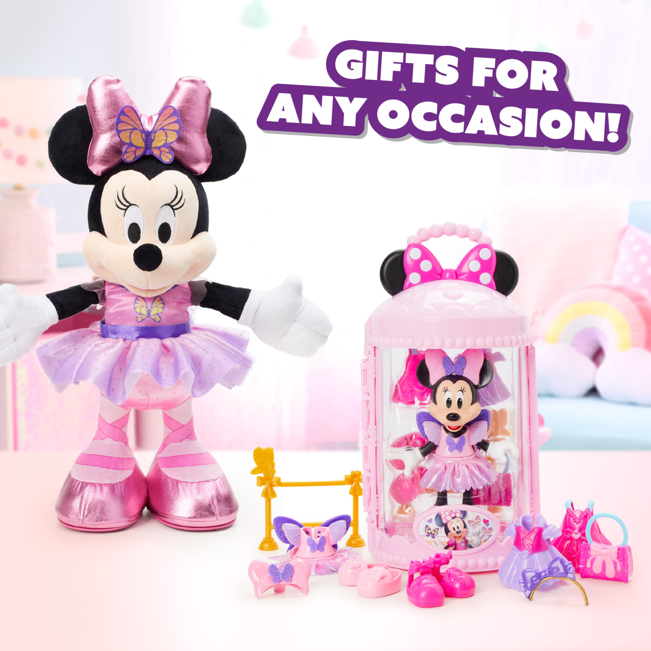 Just Play Disney Junior Minnie Mouse Fabulous Fashion Ballerina Doll, 13-piece Doll and Accessories, Officially Licensed Kids Toys for Ages 3 Up